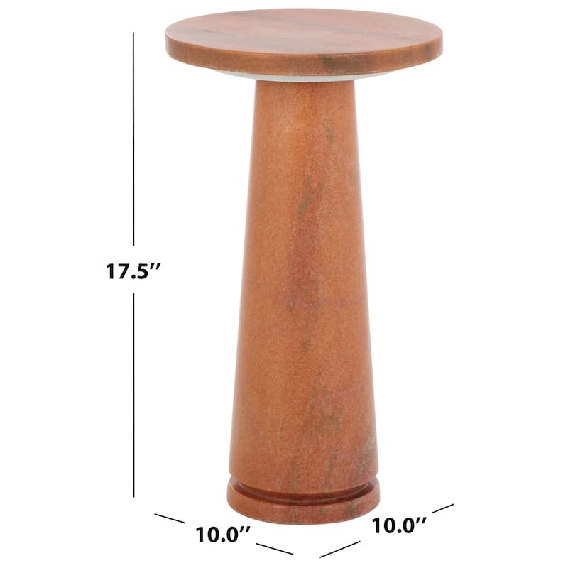 SAFAVIEH Couture Valentia Round Marble Accent Table - 10" W x 10" D x 18" H - Clay