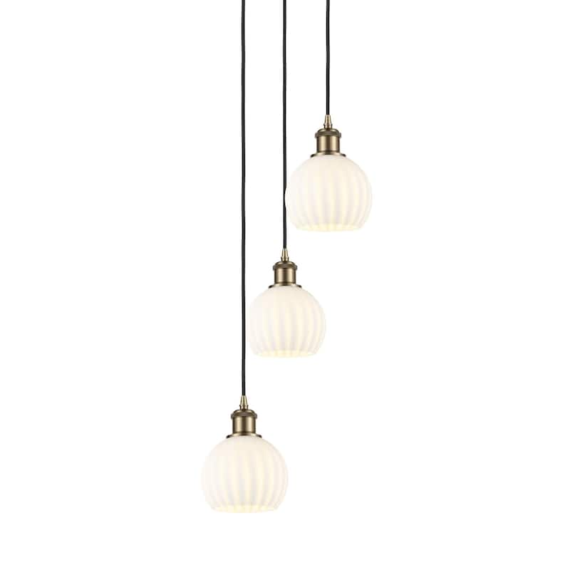 Innovations Lighting 113B-3P-13-13 White Venetian Pendant White - Antique Brass