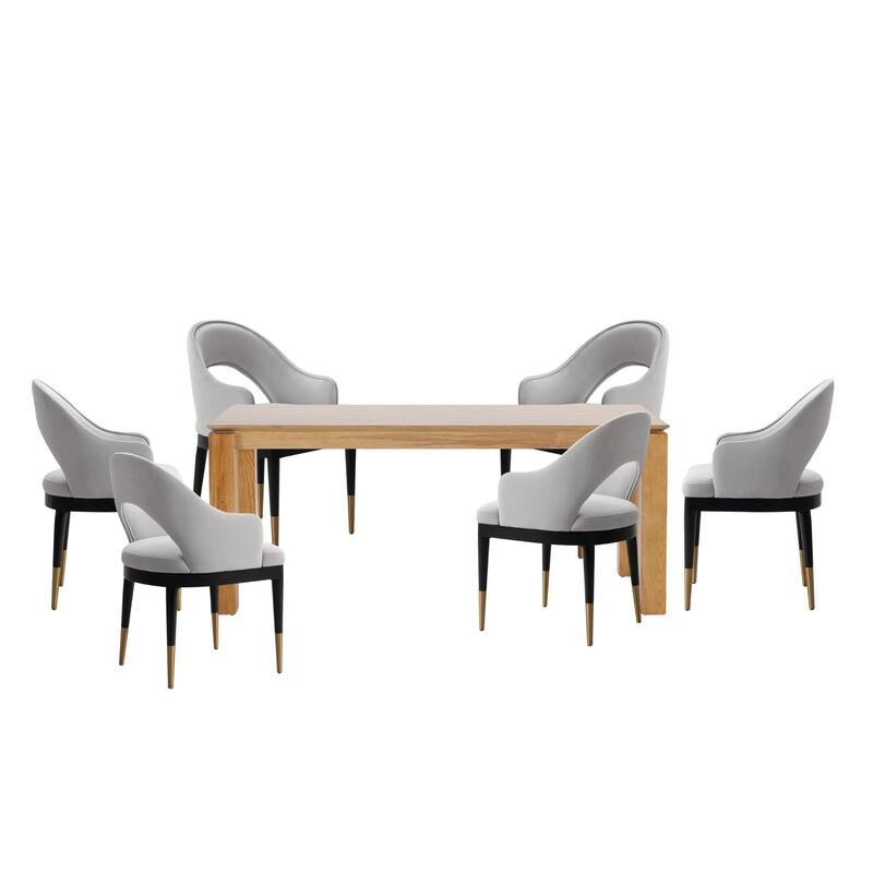 Manhattan Comfort Rockaway Modern 70.86 Solid Wood Dining Set