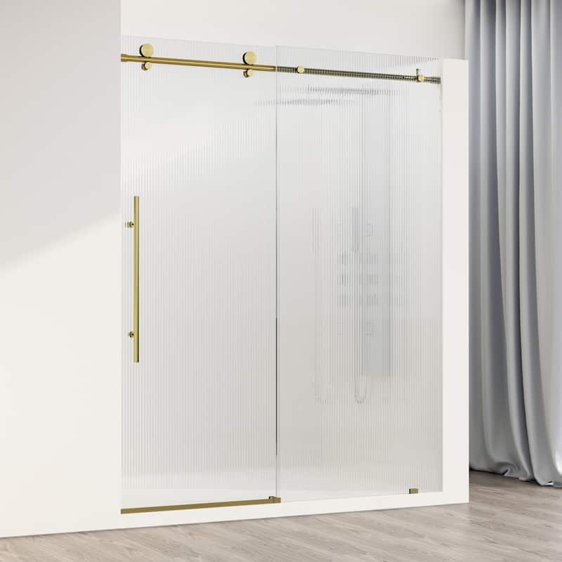 VIGO Elan E-Class 56" to 60" W x 76" H Frameless Sliding Shower Door - Left - Matte Brushed Gold
