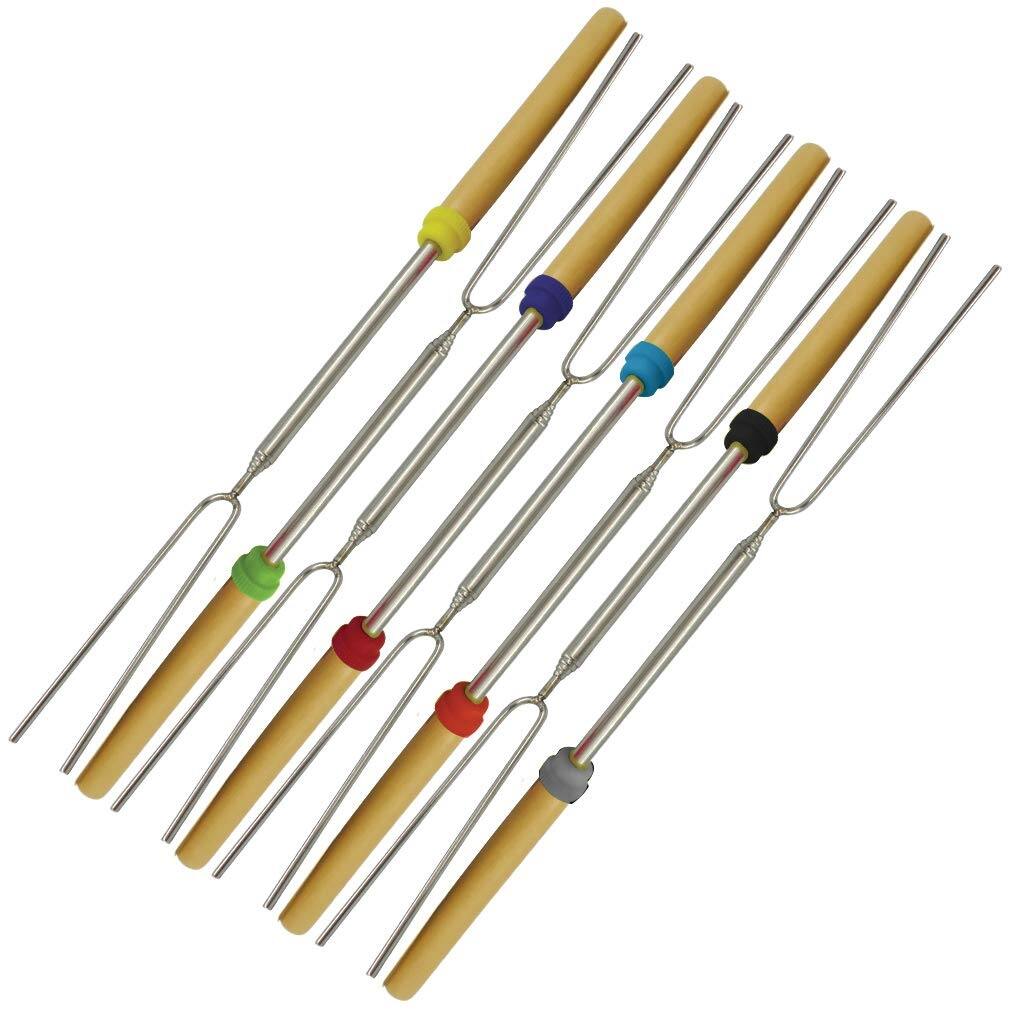 Evelots Marshmallow/Hot Dog Stick-Smore-Extend 32 Inches-Stainless-No Rust-Set/8