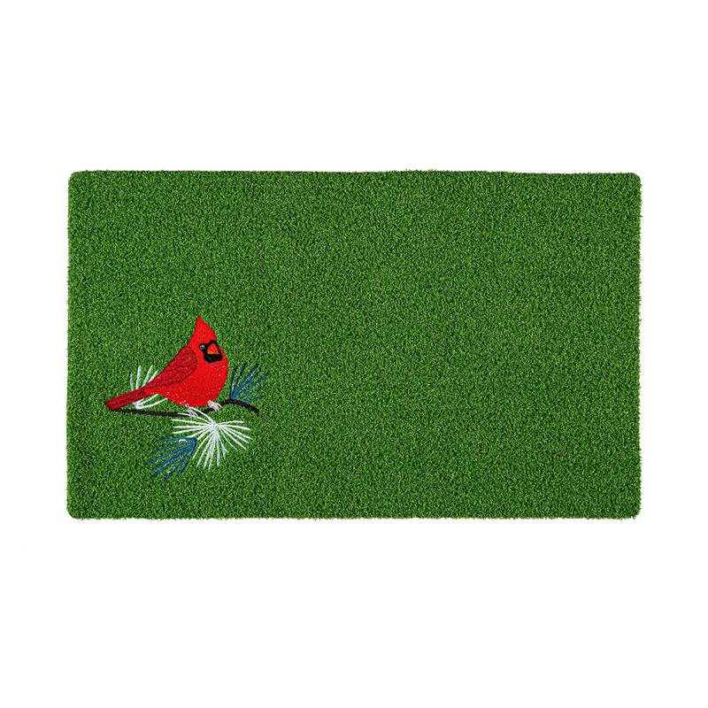 Red Cardinal Embroidered Grass Mat