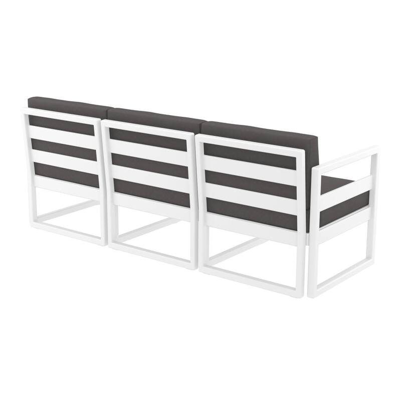 79" White Outdoor Patio Sofa with Sunbrella Charcoal Gray Cushion