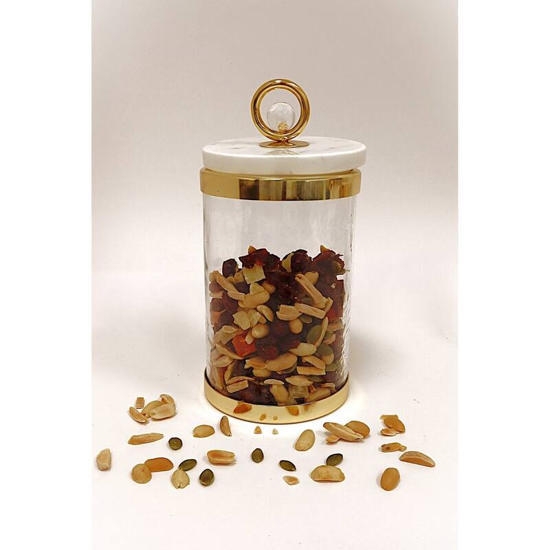 Canister with Marble Lid and Clear Ball Knob (3 Size Options) - Medium 