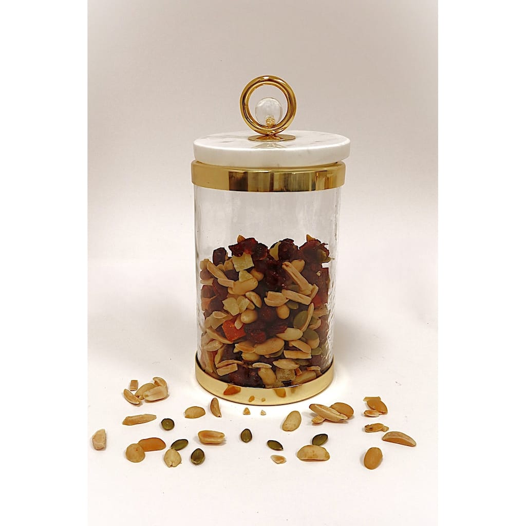 Canister with Marble Lid and Clear Ball Knob (3 Size Options)