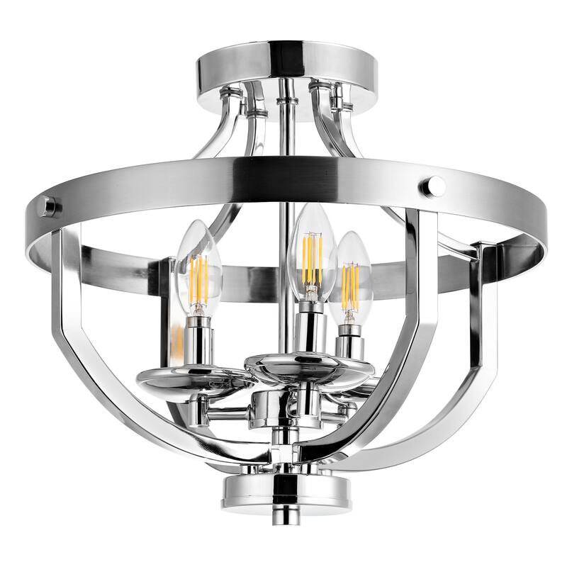 SAFAVIEH Zdislava Flush Mount - 8" x 4.6" x 10.8" - Chrome - 15Wx15Dx13H