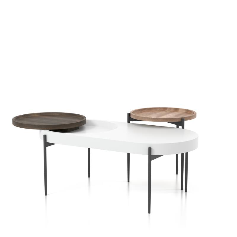 Wicklow Contemporary 47-inch Steel 2-Piece Table Set by Furniture of America - Natural tone