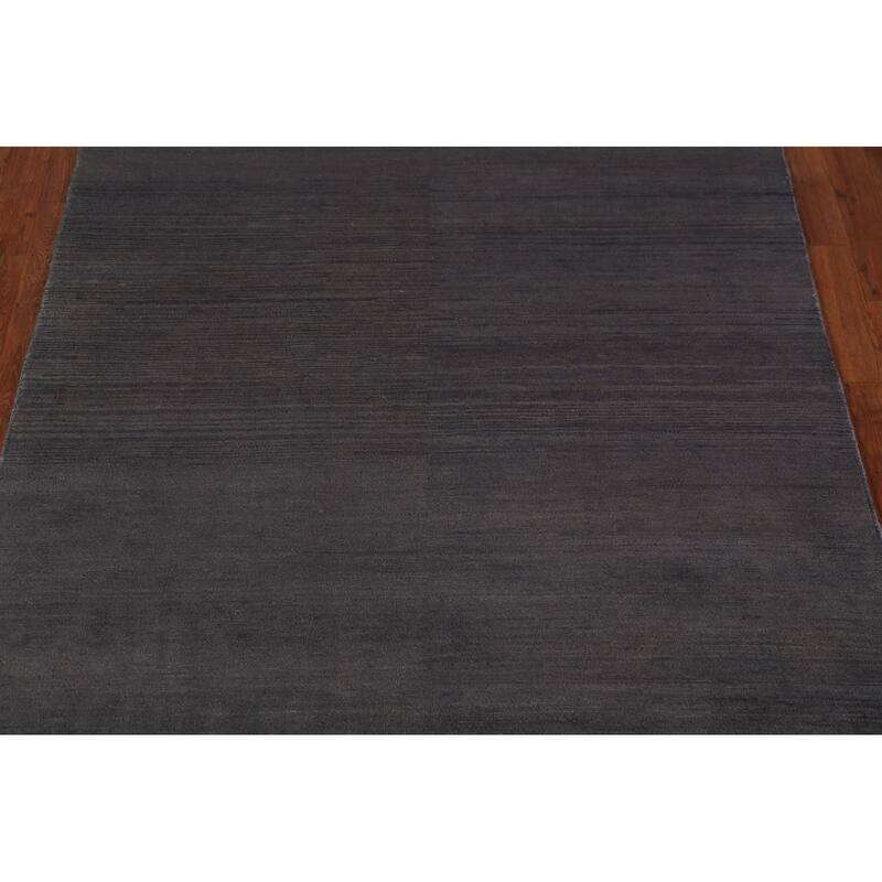 Grays & Charcoal Gabbeh Modern Area Rug Hand-Knotted Wool Carpet - 4'11" x 6'7"