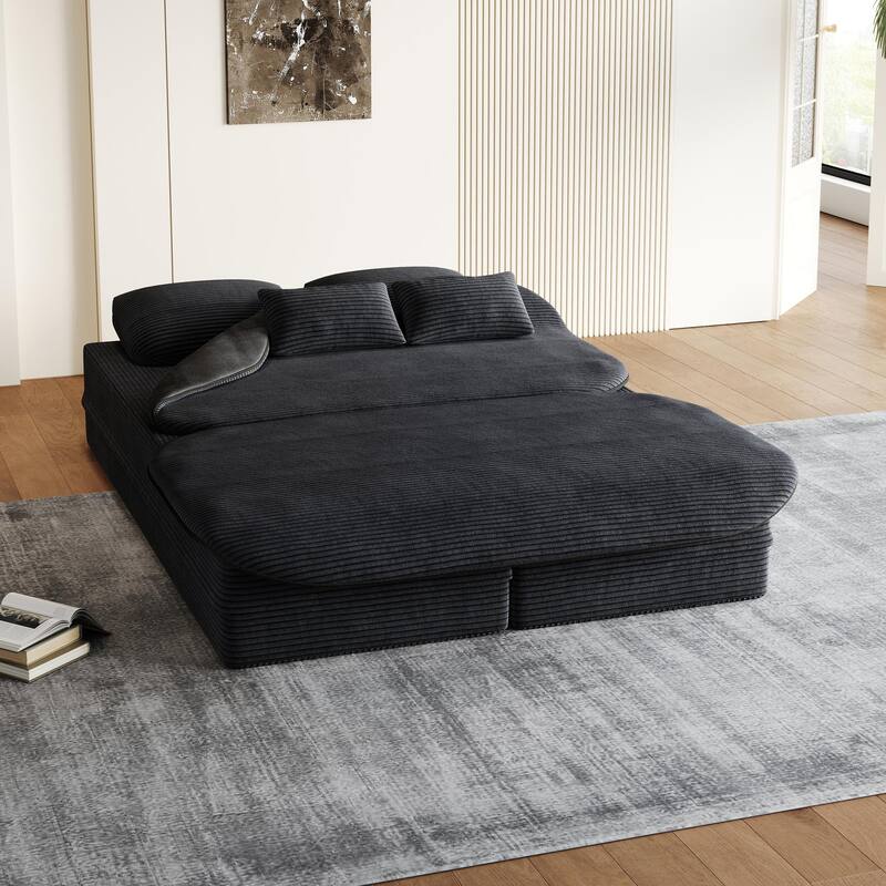 Convertible Sofa Bed Foam Sofa Bed with Blanket