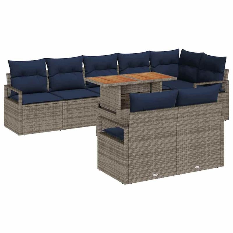 vidaXL 9 Piece Garden Sofa Set with Cushions - 113×48×27.2