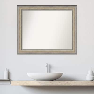 Fleur Silver Non-Beveled Wood Framed Bathroom Vanity Wall Mirror - Fleur Champagne Silver