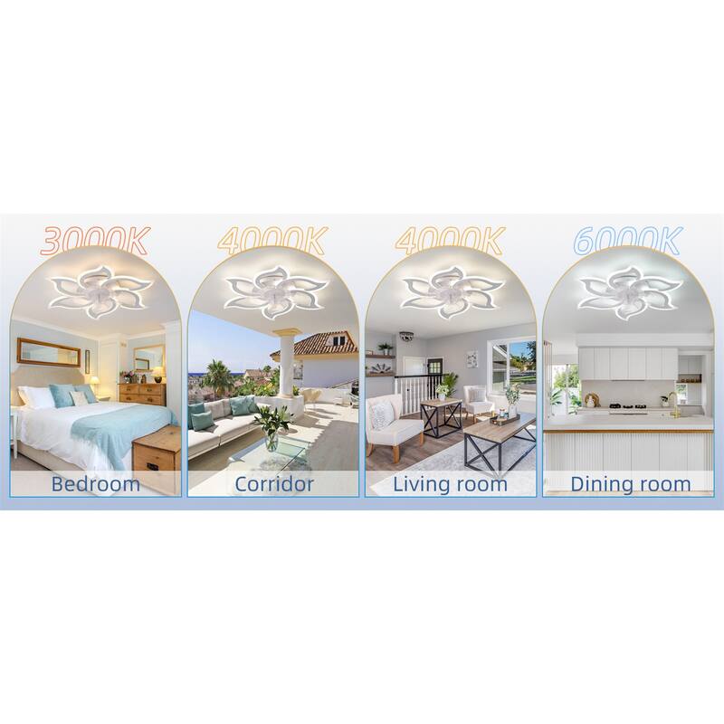 32.6" Ceiling Fan with Lights, Remote Control 3 Color Temperatures