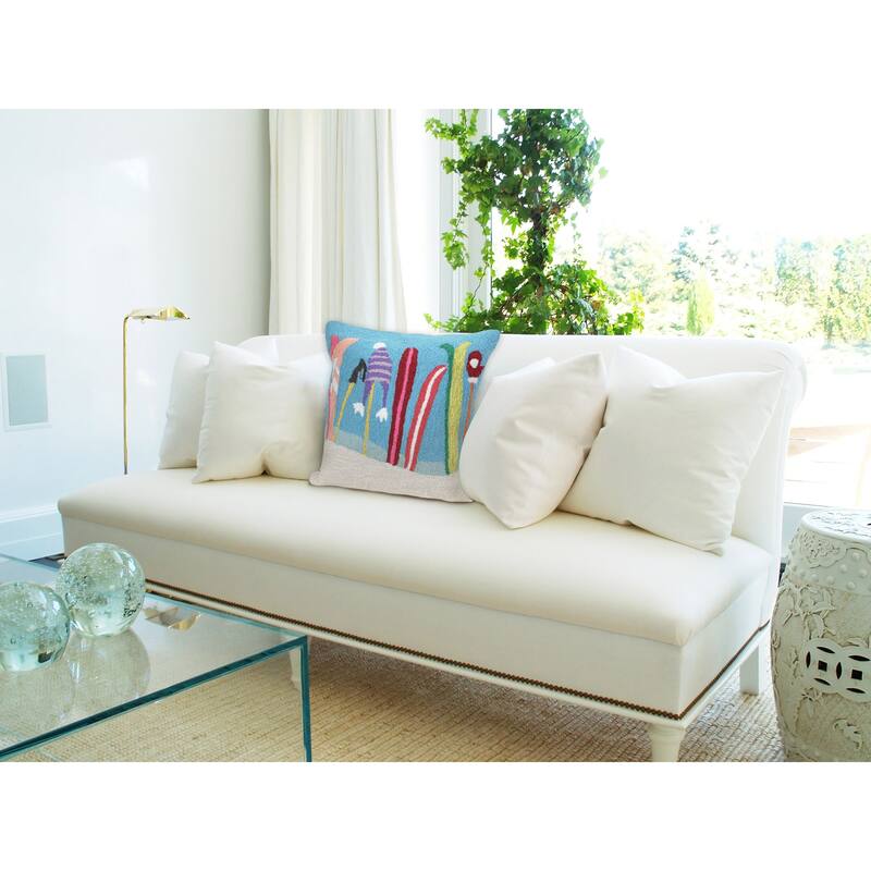 Liora Manne Frontporch Gone Skiing Indoor/Outdoor Pillow Blue 18" Square