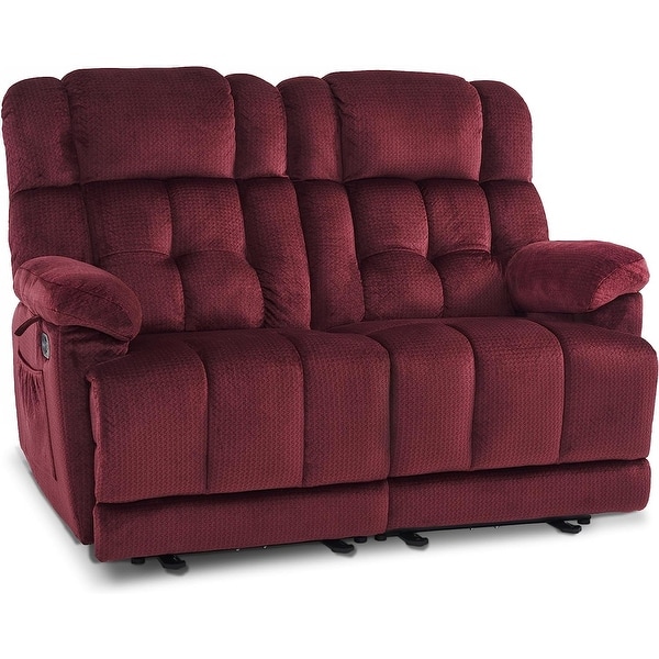 Electric Power Reclining Loveseat Sofa with Heat and Massage