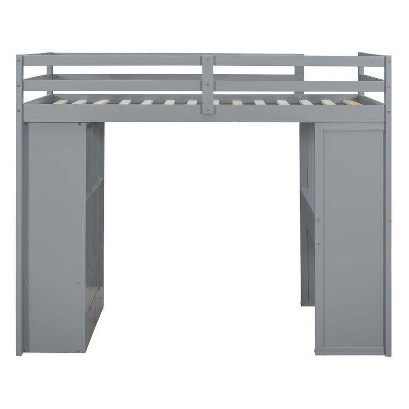 Loft Bed with large shelves, writing desk and LED Light
