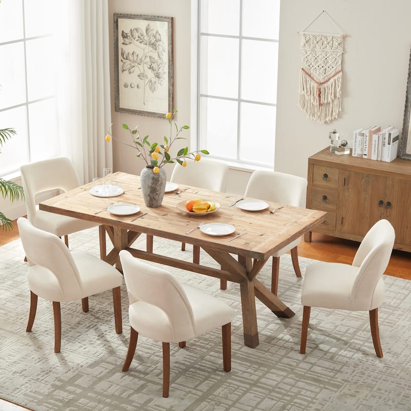 Dining Chairs Set of 2/4/6,Fabric Upholstered Kitchen Chairs with Wood Legs