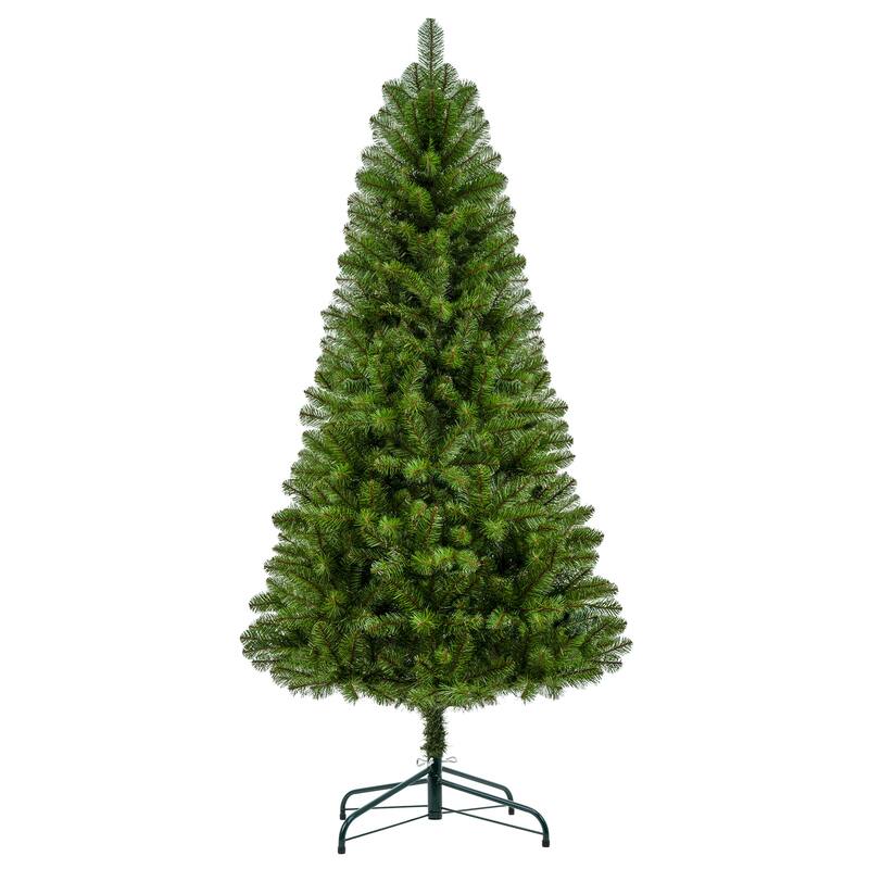 7FT Unlit Artificial Christmas Tree 775 Tips Full PVC Branches Classic Green Metal Stand Indoor