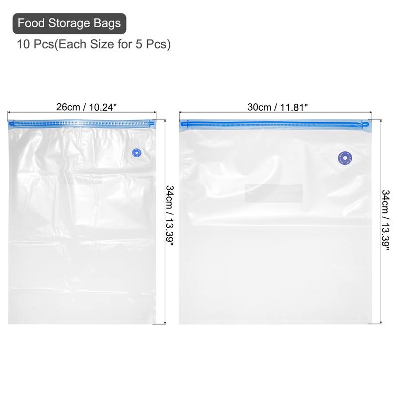 10pcs Sous Vide Bags Reusable Vacuum Food Sealer Bag 34cm x 26cm,34cm x 30cm - White