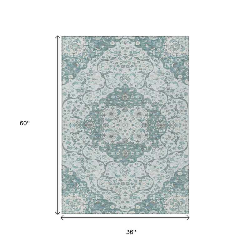 HomeRoots Medallion Traditional Rectangle Outdoor Rug