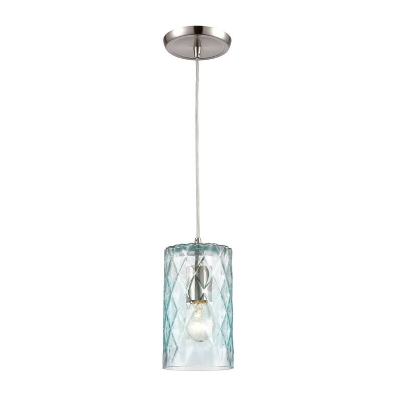 Elk Home Diamond Pleat Nickel With Textured Glass 1 Light Pendant