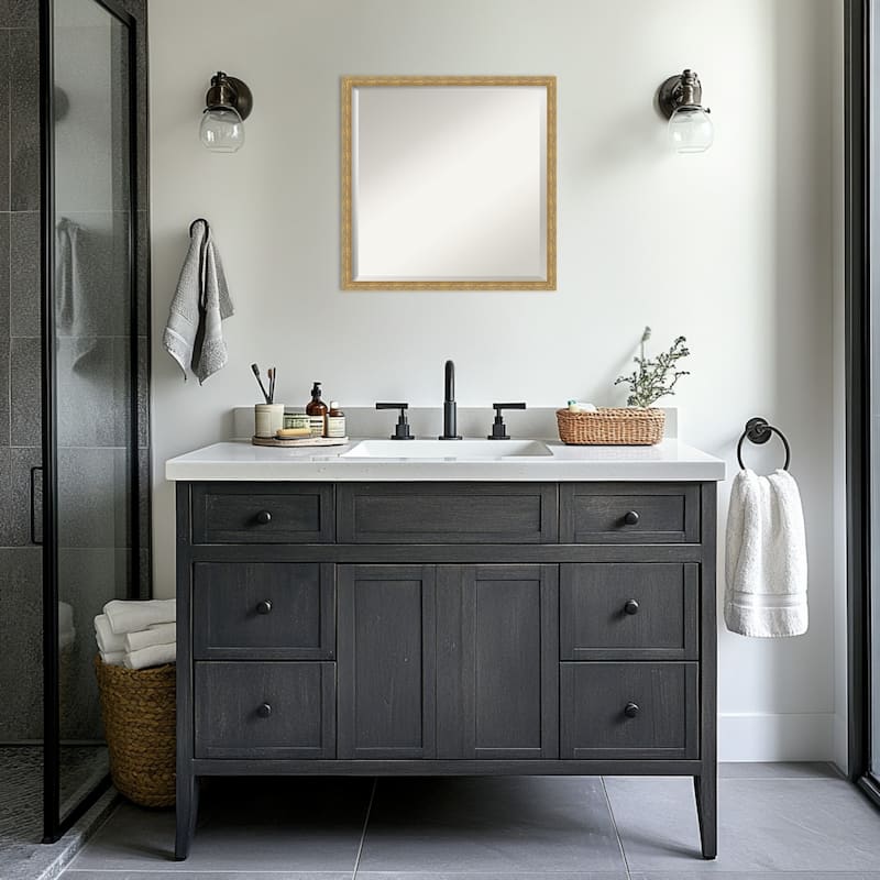 Mila Beveled Wood Framed Bathroom Vanity Wall Mirror