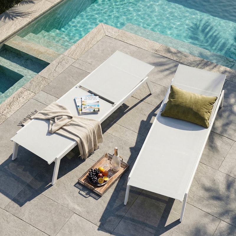 Outdoor Aluminum Chaise Lounge Chair with 6 Adjustable Backrest