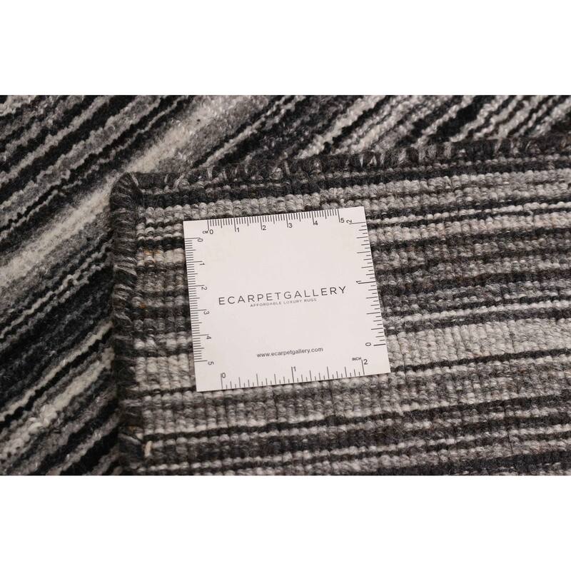 ECARPETGALLERY Hand Loomed Kashkuli Gabbeh Dark Grey Wool Rug - 5'7 x 7'10