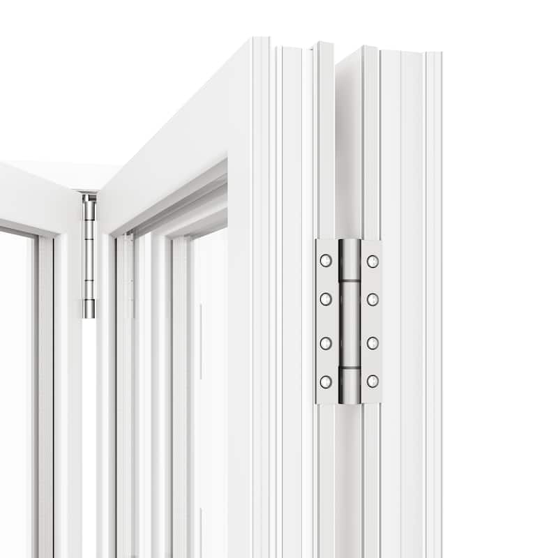 KaMic 108"×80" 3 Panels Aluminum Folding Door In White,Folded Out From Right To Left Model #: FD3PWH10880-RL