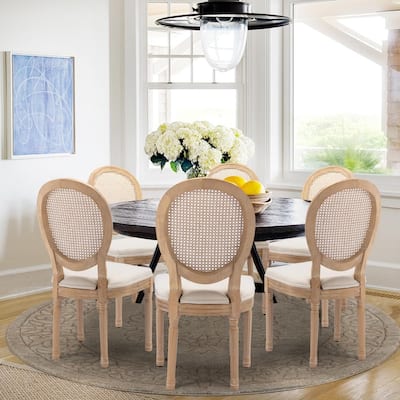 Upholstered French Style Nailhead Dining Chairs(Set of 6)