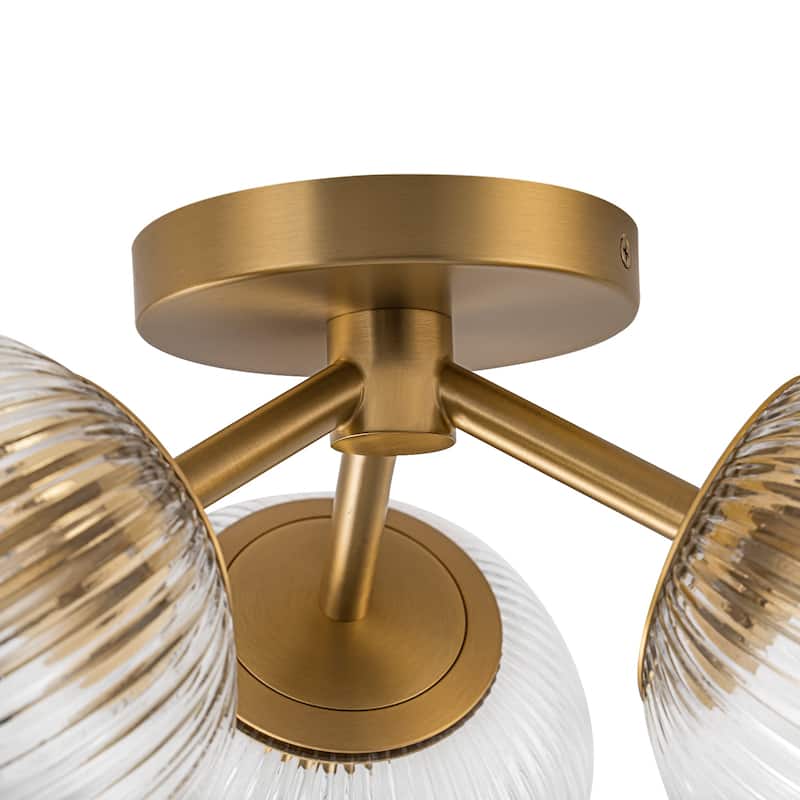 Modern 3-Light Semi Flush Mount With Opal Glass Shade