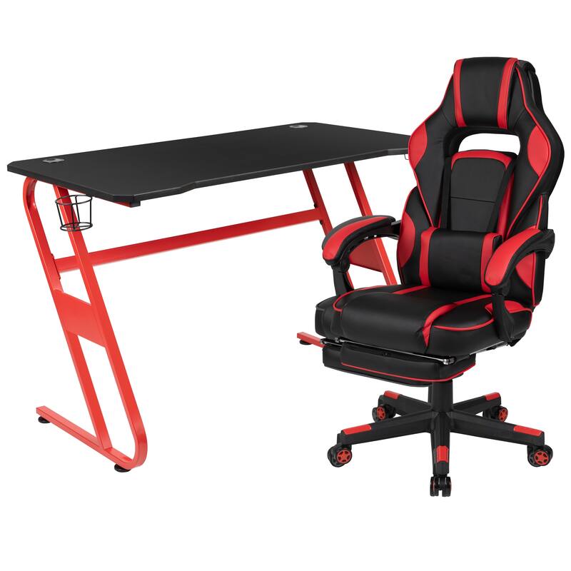 Gaming Bundle-Cup/Headphone Desk & Reclining Footrest Chair