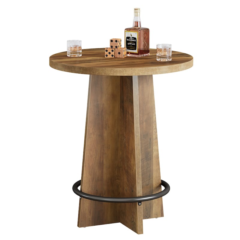 Round Bar Table with Pedestal Base, 37.4'' Tall Bistro Pub Table