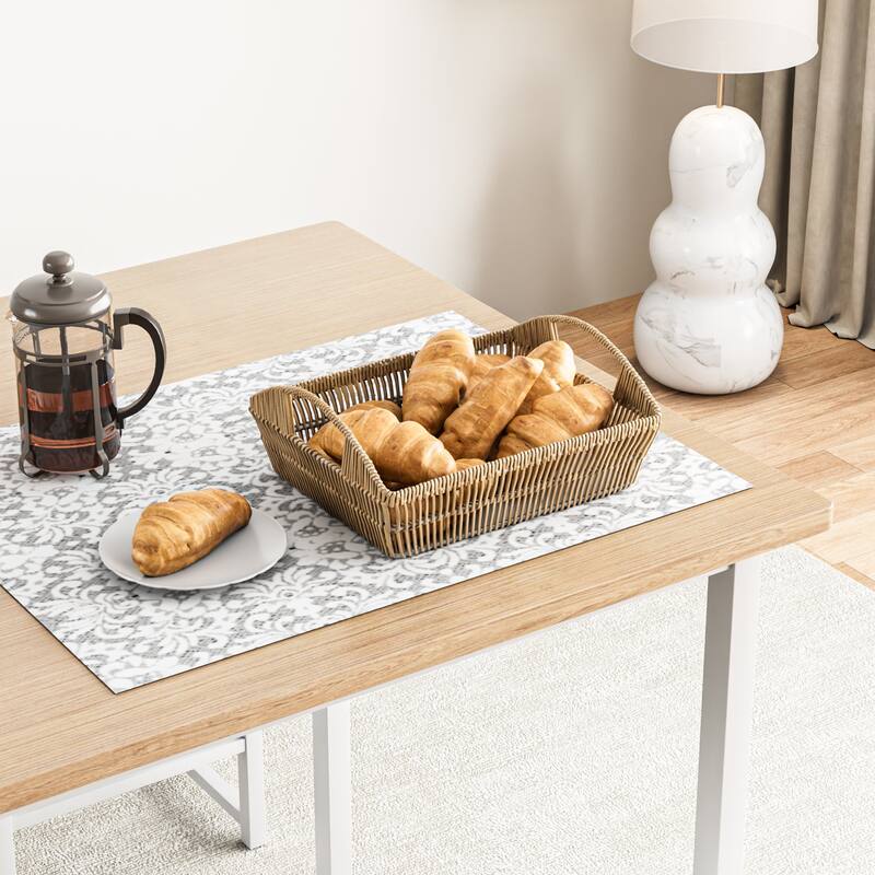 VECELO 5-Piece Dining Table Set with Black PU Leather Stools Space-Saving Rectangle Dining Set for Small Spaces Apartments