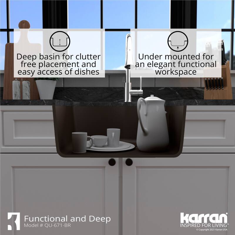 Karran Undermount Quartz 24 in. Single Bowl Kitchen Sink Kit