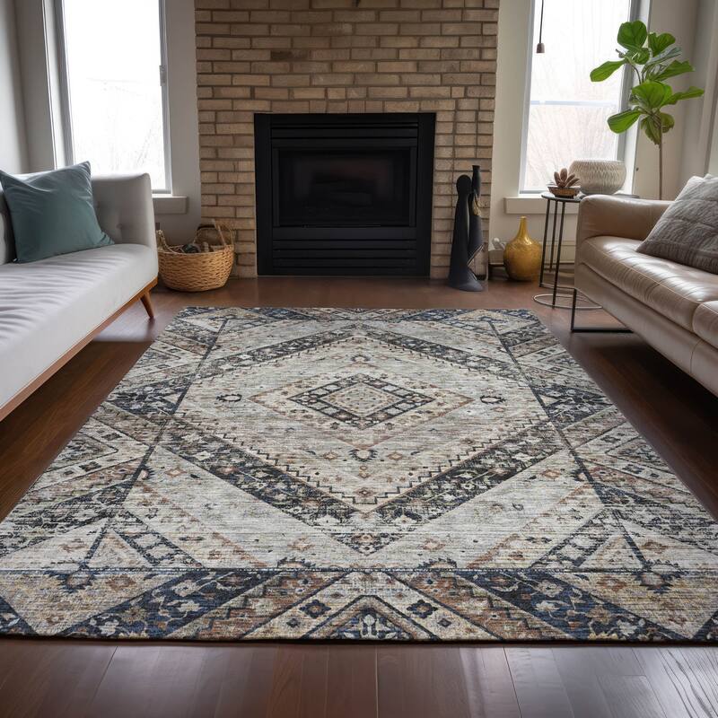 Machine Washable Indoor/Outdoor Traditional Ali Chantille Rug