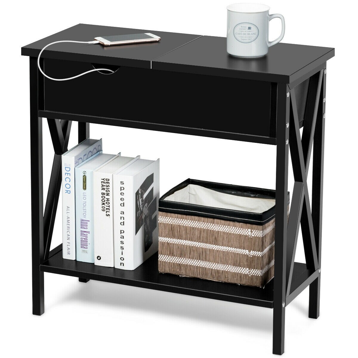 Shop Gymax Flip Top End Table Sofa Side Console Table W Shelf
