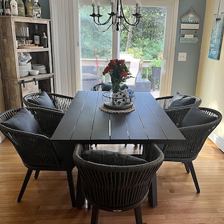 PURPLE LEAF 7-11 Patio Dining Set, Aluminum Frame Table, Wicker Chairs
