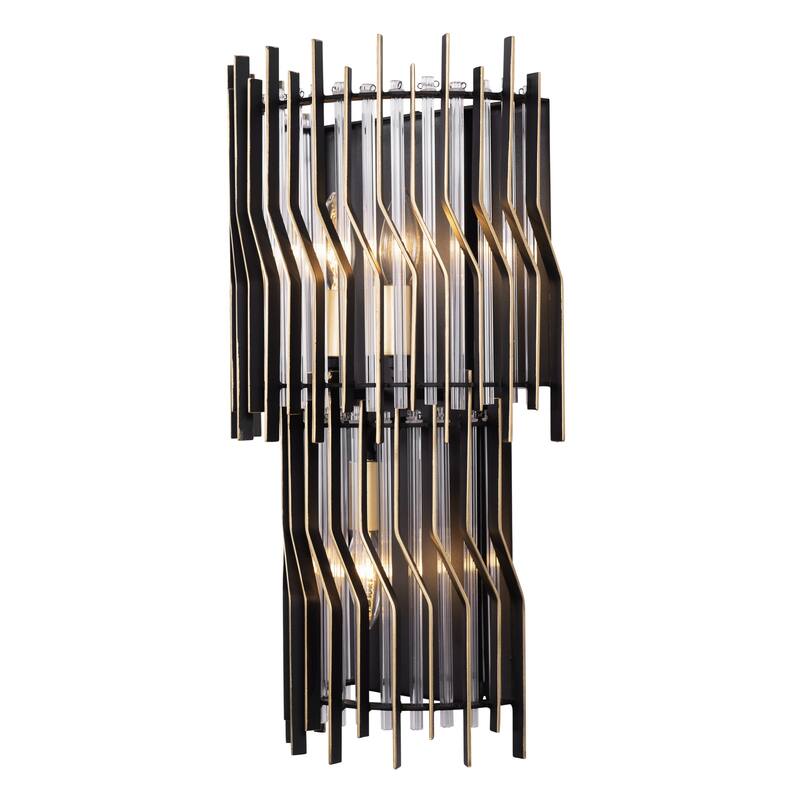 Varaluz Park Row Wall Sconce - Matte Black/French Gold - 6.25"D x 11"W x 20"H - 6.25"D x 11"W x 20"H