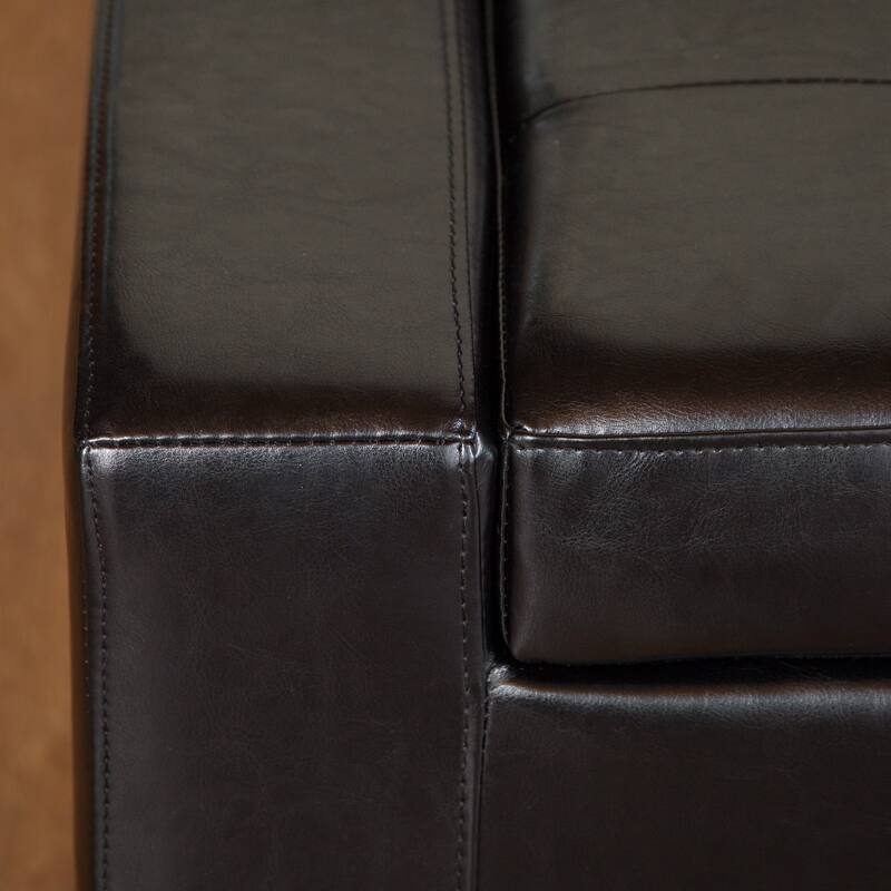 Guernsey Black Bonded Leather Storage Ottoman Bench by Christopher Knight Home