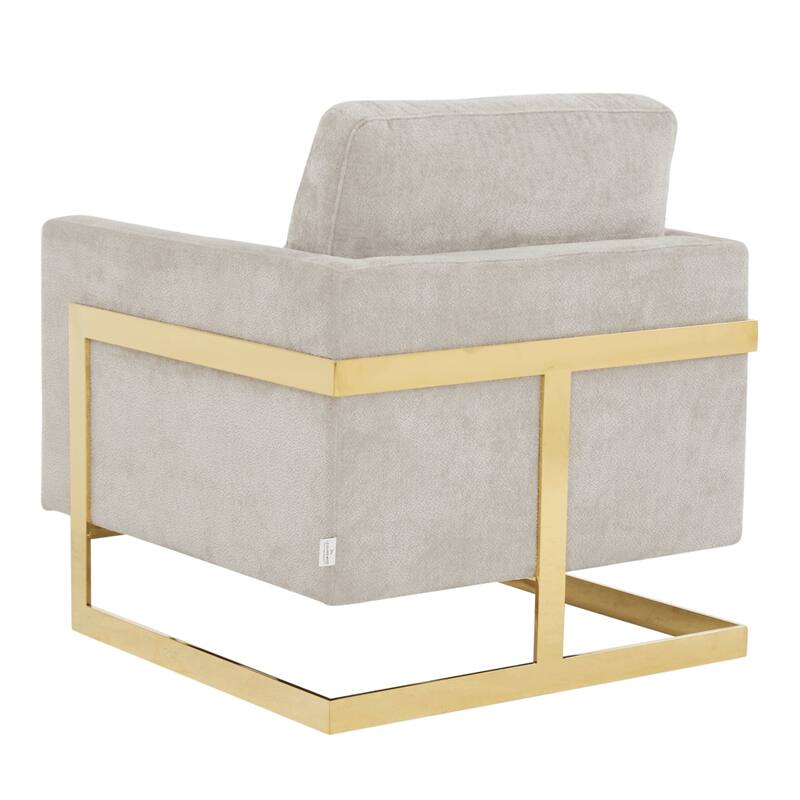 Lincoln Modern Boucle Arm Chair with Gold Stainless Steel Frame Upholstered Single Seater Sofa - 34.25" H x 31.5" W x 33.85" D