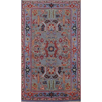 Gray Heriz Serapi Indian Rug Handmade Wool Carpet - 2'11" x 5'0"