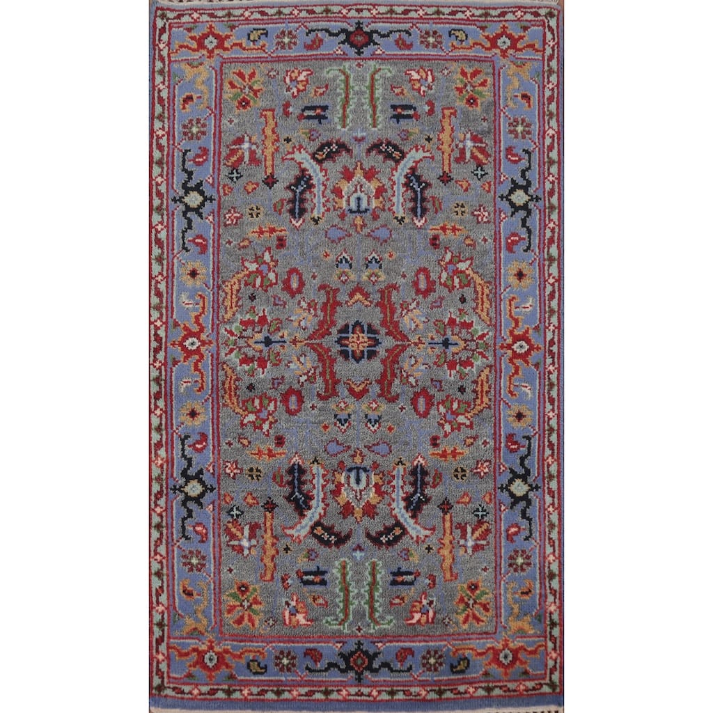 Gray Heriz Serapi Indian Rug Handmade Wool Carpet - 2'11" x 5'0"