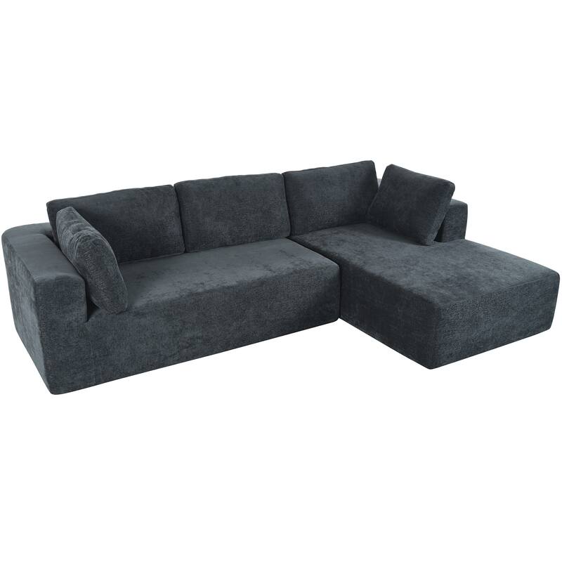 106.5'' U-Shaped 4 Seater Modular Sofa with 2 Chaise, Pillow, Anti-Wrinkle Chenille Fabric, High-Density Foam Comfort