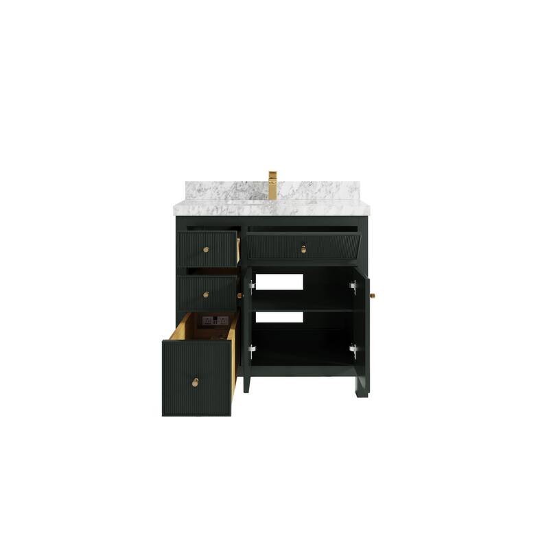 Willow Collections 36 in W x 22 in D Sonoma Center Sink Free Standing Reeded Bathroom Vanity with Countertop