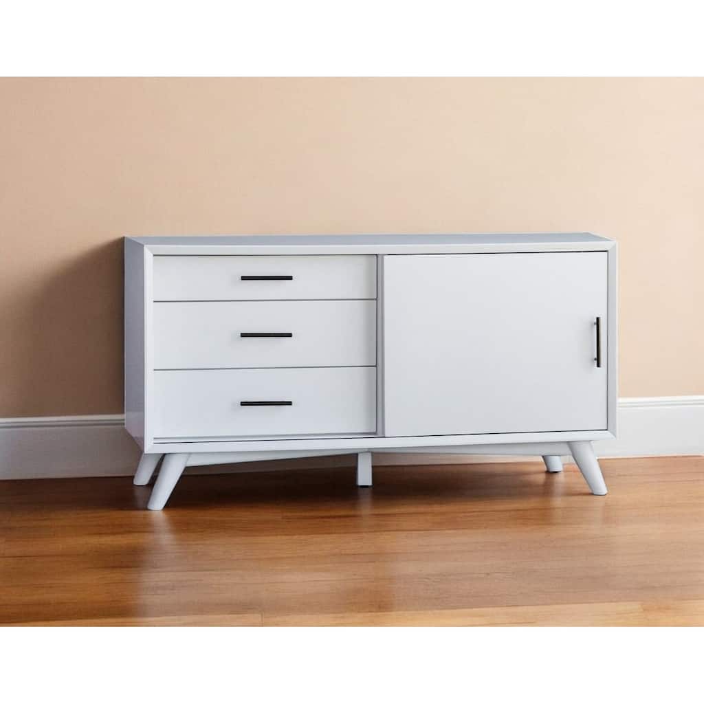 HomeRoots 50" White Solid Wood Cabinet Enclosed Storage TV Stand - 27" x 50" x 20"