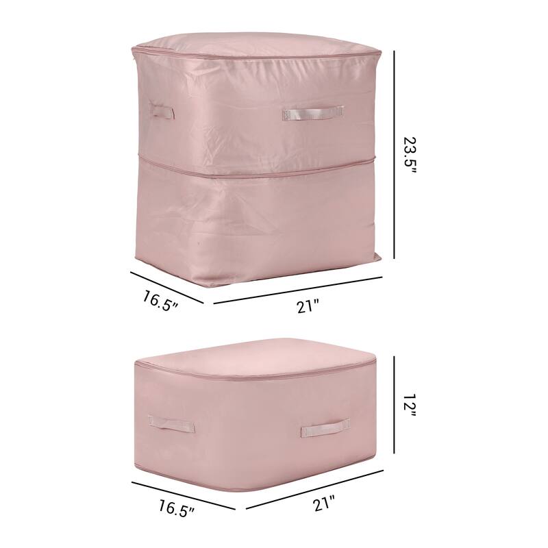 1 Pack Foldable Clothes Storage, Storage Bags, Moving Bags for Organizing Clothing, Storage Containers with Handles - Pink - 21*16.5*23.5in