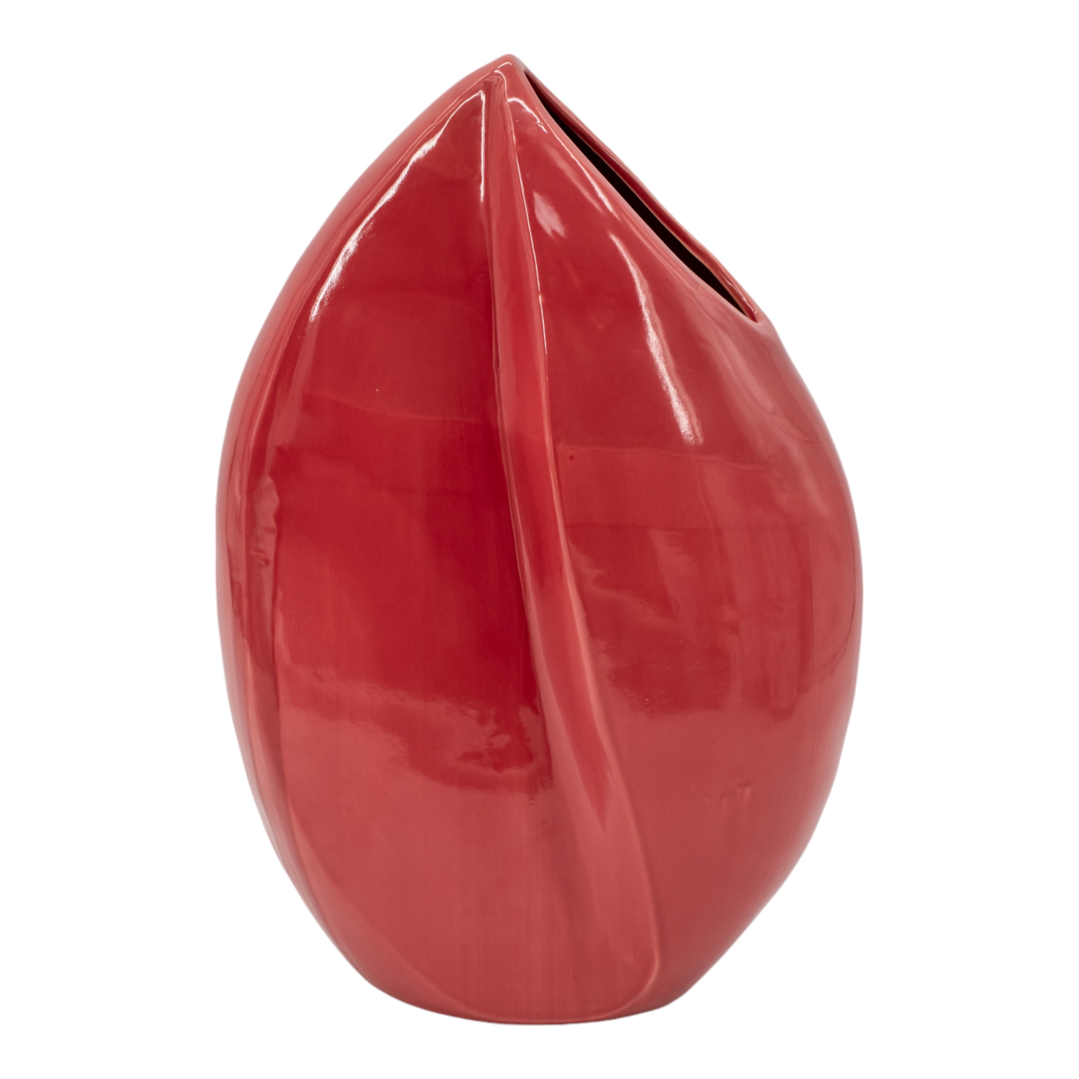 Decorative Vase - Red Ceramic Smooth Finish, 14 in.