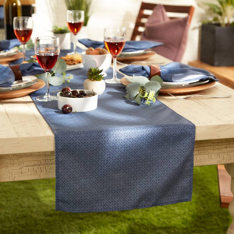 DII Stone Tonal Lattice Print Outdoor Table Runner