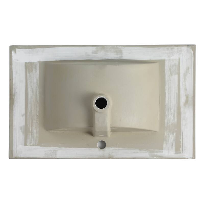 30-Inch Ceramic Vessel Sink with Integrated Countertop, Pre-Drilled for Faucet, No Cabinet Included - 30in L Ceramic