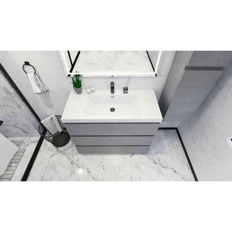 Angeles 42" freestanding bath vanity with single basin reinforced acrylic top